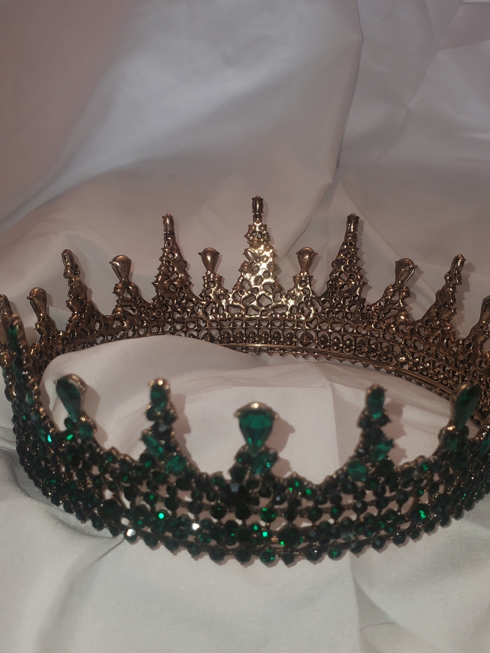 Emerald Crystal Tiara Crown - Green Rhinestone Headpiece by SweetV - Picture 3 of 8